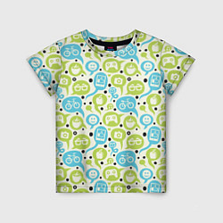 Детская футболка Геймпад, велосипед и смайл в пузыре