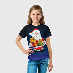Футболка детская Санта Клаус с двумя подарками, цвет: 3D-принт — фото 2