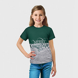 Футболка детская Merry Christmas зелёный, цвет: 3D-принт — фото 2