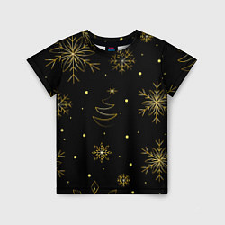 Детская футболка Золотые снежинки на темном фоне
