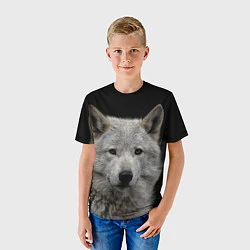 Футболка детская Серый волк на темном фоне, цвет: 3D-принт — фото 2
