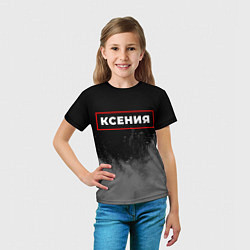 Футболка детская Ксения - в красной рамке на темном, цвет: 3D-принт — фото 2