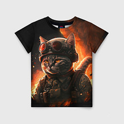 Футболка детская Кот солдат, цвет: 3D-принт