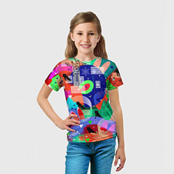 Футболка детская Птички, снежинки и заячьи ушки, цвет: 3D-принт — фото 2