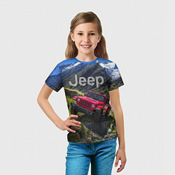 Футболка детская Chrysler Jeep Wrangler Rubicon - горы, цвет: 3D-принт — фото 2
