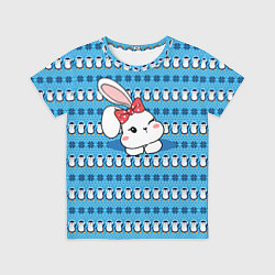 Футболка детская Зайчик зимний фон, цвет: 3D-принт