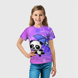 Футболка детская Панда с зонтиком бежит в гости, цвет: 3D-принт — фото 2