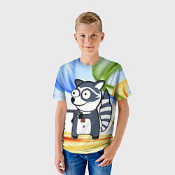 Футболка детская Енот с пистолетом, цвет: 3D-принт — фото 2