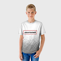 Футболка детская Анатолий - в красной рамке на светлом, цвет: 3D-принт — фото 2