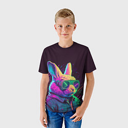 Футболка детская Модный кролик в очках, цвет: 3D-принт — фото 2