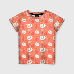 Детская футболка Паттерн кот на персиковом фоне