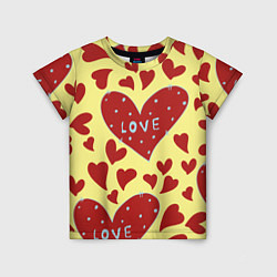 Детская футболка Надпись love в красном сердце