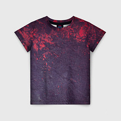 Детская футболка Наскальная чёрная текстура с красными брызгами