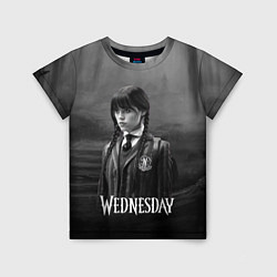 Детская футболка Wednesday черно-белый стиль