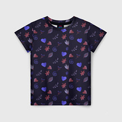 Детская футболка Паттерн с сердечками и цветами