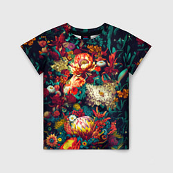 Детская футболка Цветочный паттерн с цветами и листьями