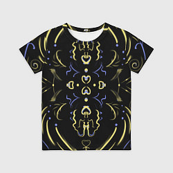 Детская футболка Желто-синий узор на черном фоне
