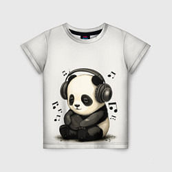 Детская футболка Милая панда в наушниках