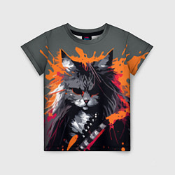 Детская футболка Rocker Cat on a gray background - C-Cats collectio