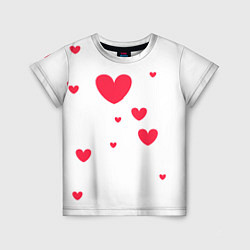 Детская футболка Много красных сердец