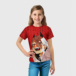 Футболка детская Человек - бензопила Пауэр и иероглифы, цвет: 3D-принт — фото 2