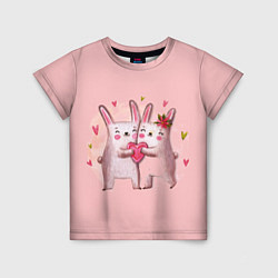 Детская футболка Два зайчика с сердцем