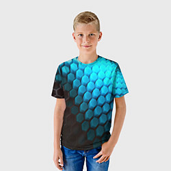 Футболка детская Abstraction neon blue, цвет: 3D-принт — фото 2