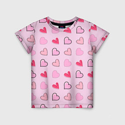 Детская футболка Валентинки на нежно-розовом фоне