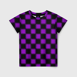 Футболка детская Фиолетовый черный узор Шахматка, цвет: 3D-принт