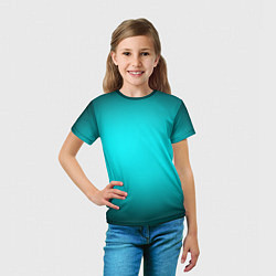 Футболка детская Неоновый синий градиент, цвет: 3D-принт — фото 2