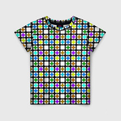 Детская футболка Геометрический узор в клетку разноцветный