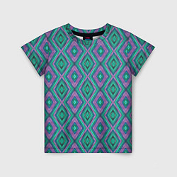 Детская футболка Зелено-фиолетовые ромбы: орнамент