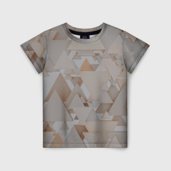 Детская футболка Геометрическое множество серых и бежевых треугольн