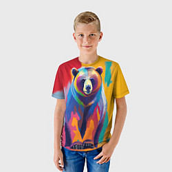 Футболка детская Медведь красочный, цвет: 3D-принт — фото 2