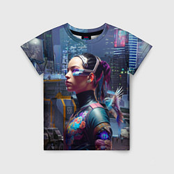 Футболка детская Cyberpunk - brave girl - neural network, цвет: 3D-принт