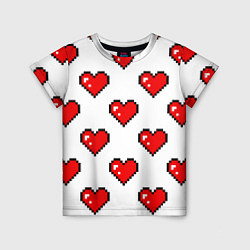 Детская футболка Сердца в стиле пиксель-арт