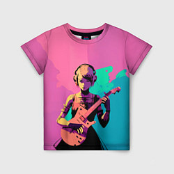 Детская футболка Девушка с Гитарой в стиле Vaporwave