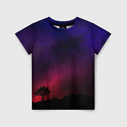 Детская футболка Дерево на фоне звездного неба