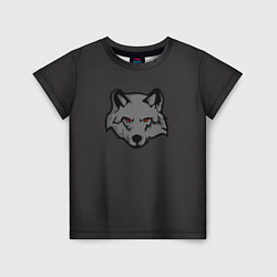 Детская футболка Злой серый волк с красными глазами