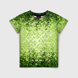 Детская футболка Геометрическое зелёное искажение в пространстве