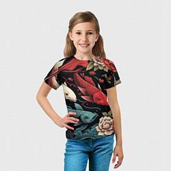 Футболка детская Узор с японскими карпами кои, цвет: 3D-принт — фото 2
