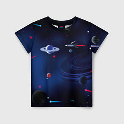 Детская футболка Космос, планеты, ракета
