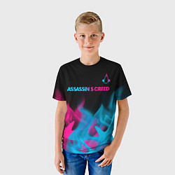 Футболка детская Assassins Creed - neon gradient: символ сверху, цвет: 3D-принт — фото 2