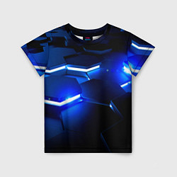 Детская футболка Металлические соты с синей подсветкой