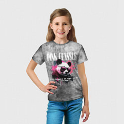 Футболка детская Панда в розовых очках на сером фоне, цвет: 3D-принт — фото 2