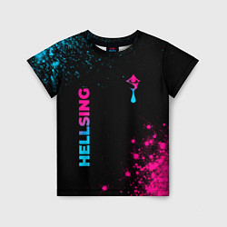 Детская футболка Hellsing - neon gradient: надпись, символ