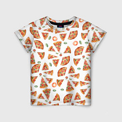 Детская футболка Кусочки пиццы - паттерн на белом