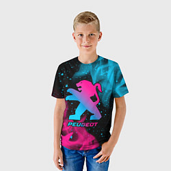 Футболка детская Peugeot - neon gradient, цвет: 3D-принт — фото 2