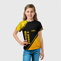 Футболка детская Counter Strike 2 - gold gradient: надпись, символ, цвет: 3D-принт — фото 2