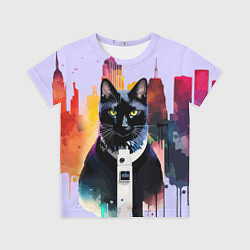 Футболка детская Чёрный котяра в Нью-Йорке, цвет: 3D-принт